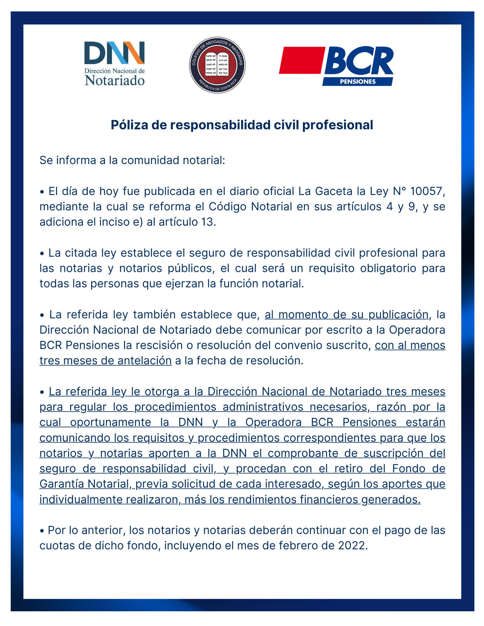COMUNICADO LEY 10057