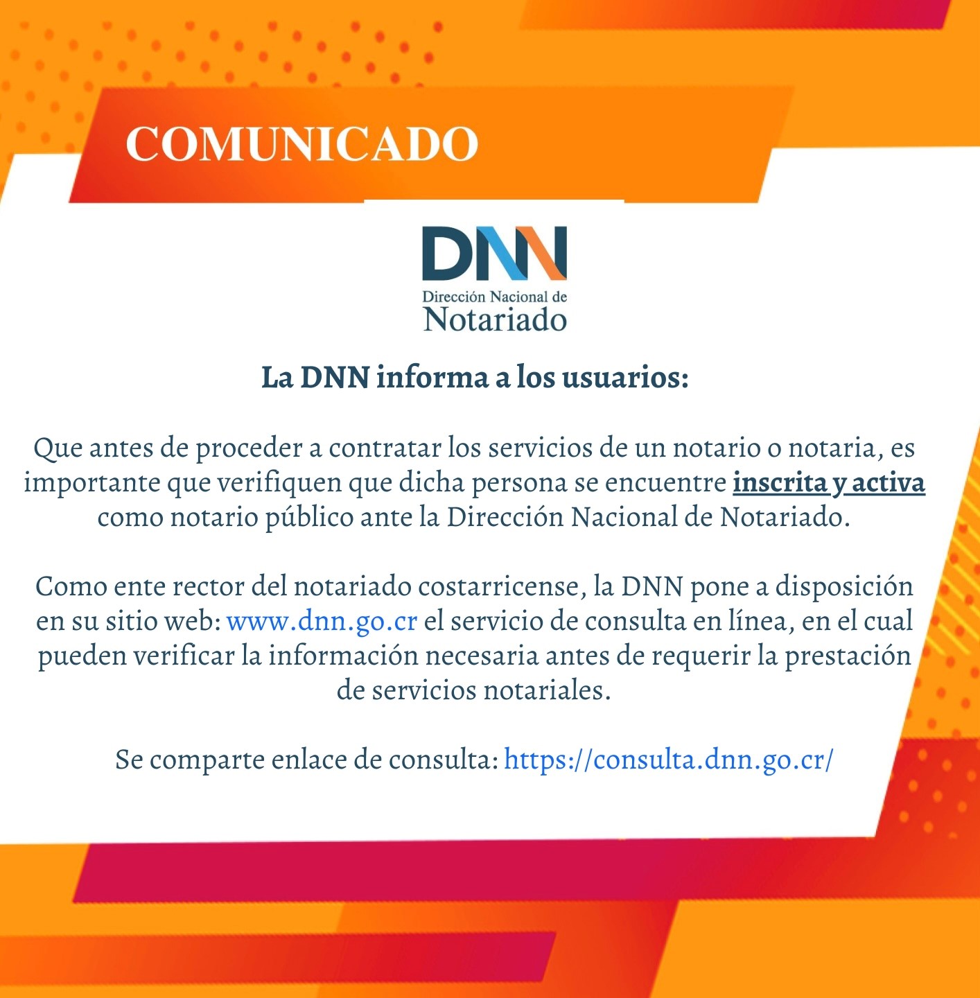 COMUNICADO SERVICIOS DE NOTARIA 