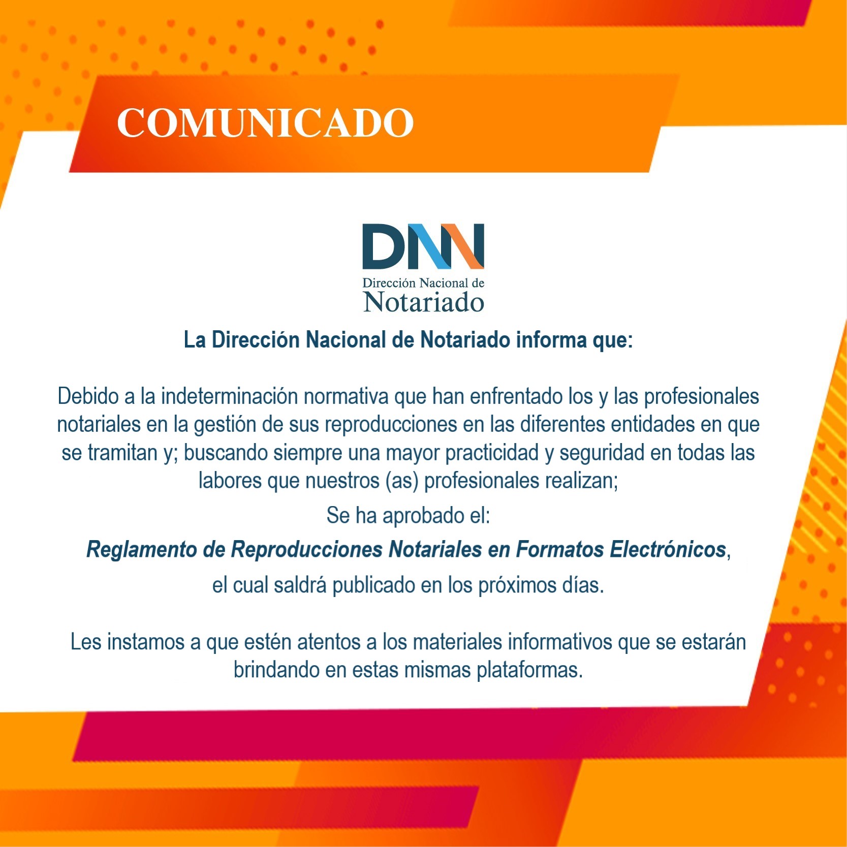 Comunicado a la comunidad notarial