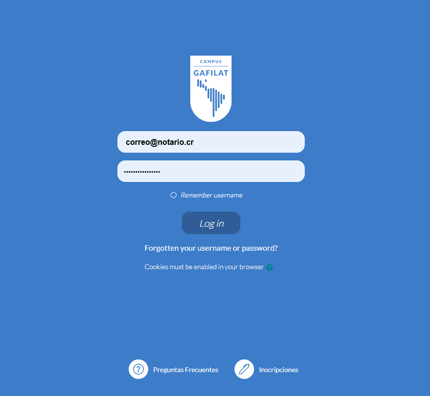 Imagen oficial Campus Virtual GAFILAT