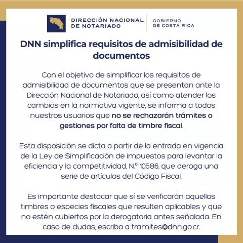 Comunicado sobre requisitos de admisibilidad de documentos 2024