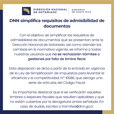Comunicado sobre requisitos de admisibilidad de documentos 2024